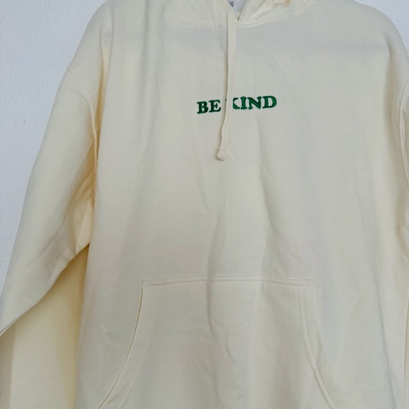 INDEPENDENT Trading Company BE KIND Hooded Sweatshirt Cream/Green Size Large - Picture 3 of 12